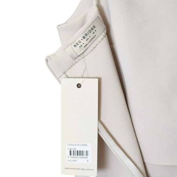 Bec + Bridge Size 8 Dominique Asym Dress Vanilla Bean Midi Slit NWT Excellent - Picture 4 of 8